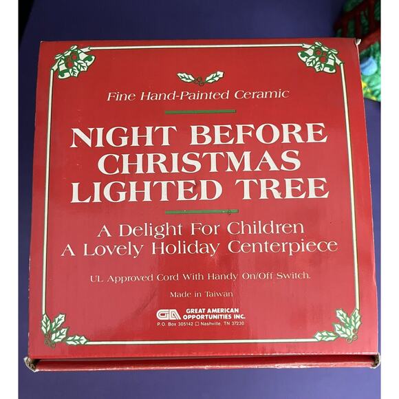 JSNY Vintage Ceramic Night Before Christmas Lighted Tree - Picture 7 of 7